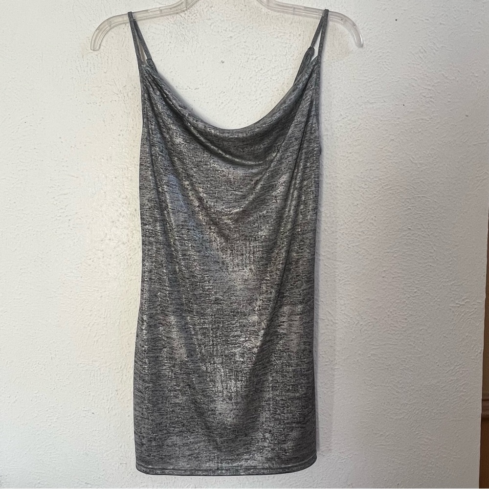 - Sage the Label sexy silver metallic cowl neck mini dress